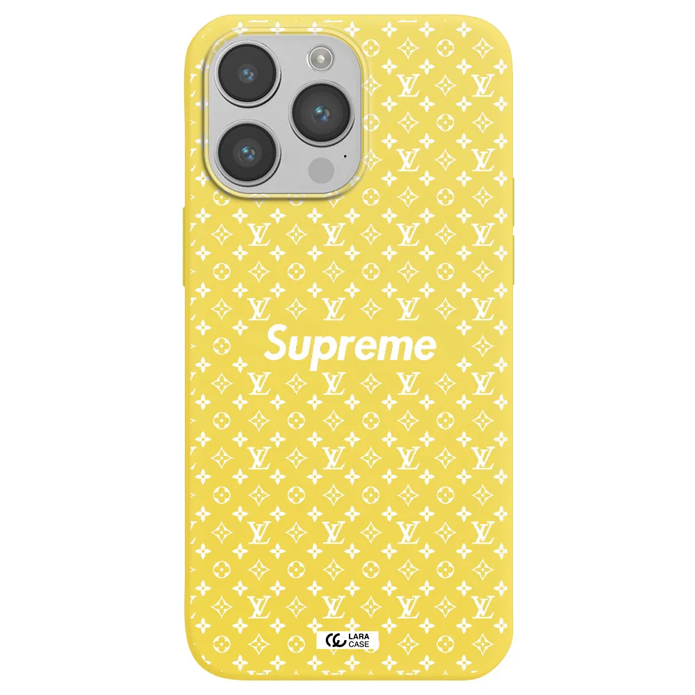 Supreme Center Apple iPhone 14 pro max Silicone canary yellow Case