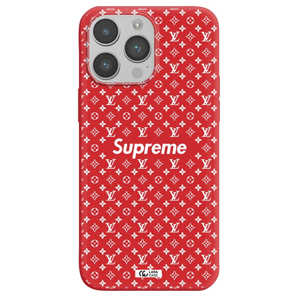Supreme Center Apple iPhone 14 pro max Silicone Imperial Red Case