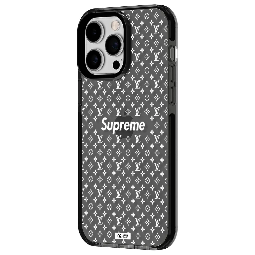 Supreme Center Apple iPhone 15 Pro impact Smoke Black Case