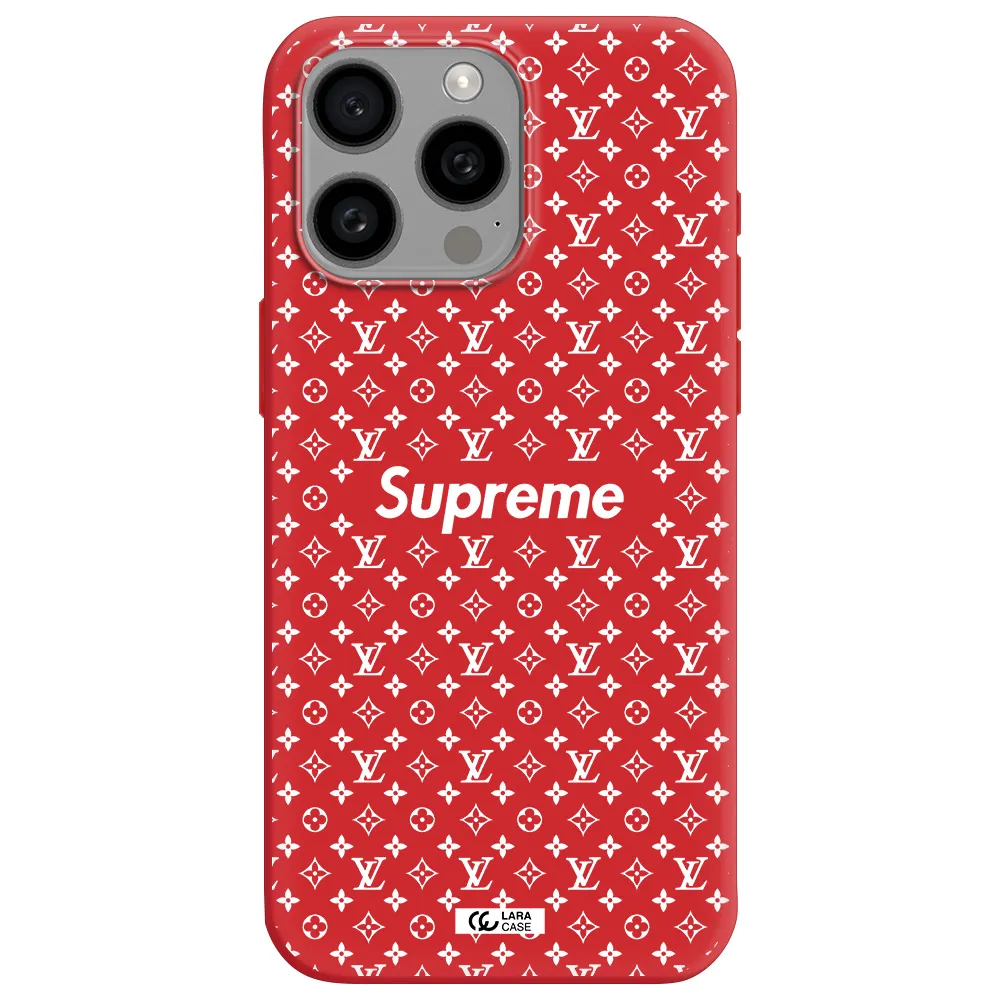 Supreme Center Apple Iphone 15 Pro Max Silicone Imperial Red Case