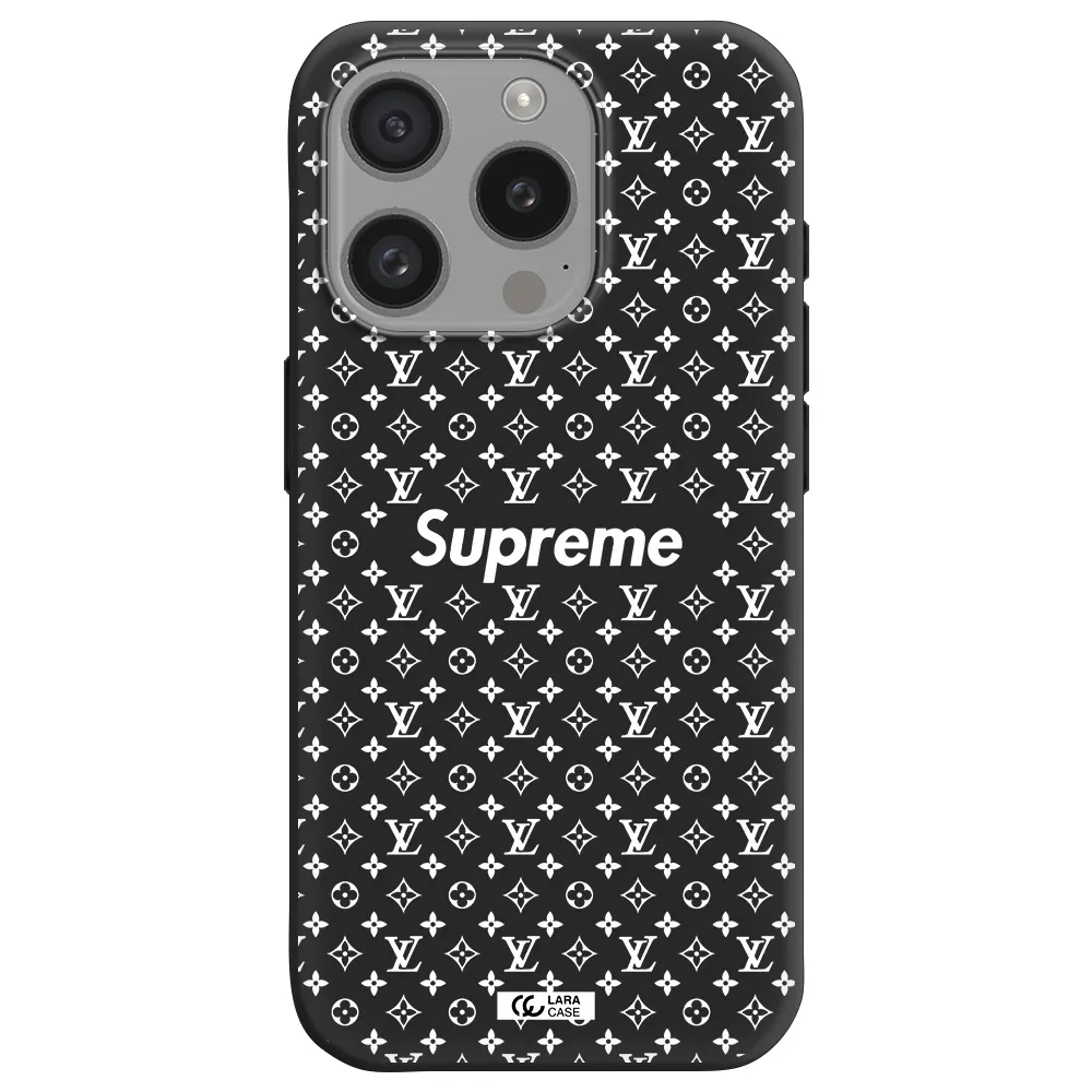 Supreme Center Apple Iphone 15 Pro Silicone Black Case