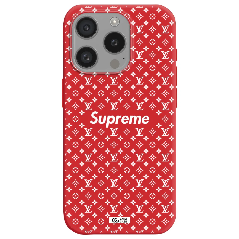 Supreme Center Apple Iphone 15 Pro Silicone Imperial Red Case