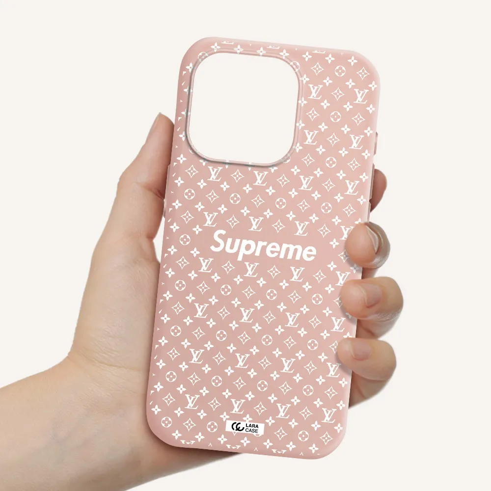 Supreme Center Apple Iphone 15 Pro Silicone Pastel Pink Case