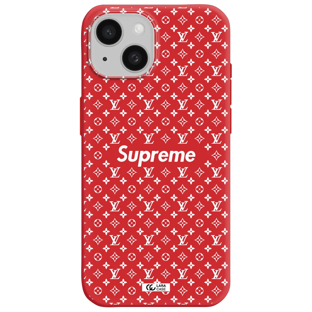 Supreme Center Apple Iphone 15 Silicone Imperial Red Case