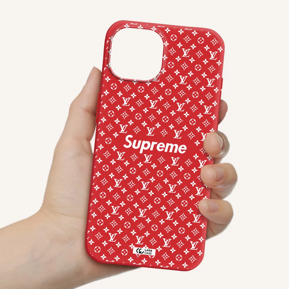 Supreme Center Apple Iphone 15 Silicone Imperial Red Case