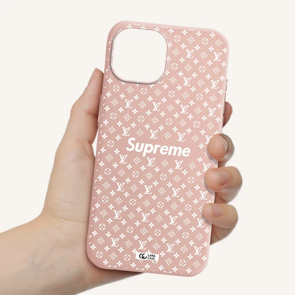 Supreme Center Apple Iphone 15 Silicone Pastel Pink Case