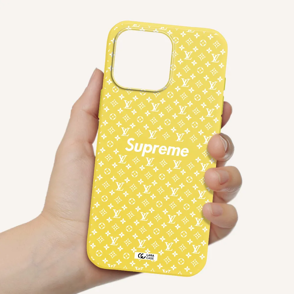 Supreme Center Apple Iphone 16 Pro Max Silicone Canary Yellow Case
