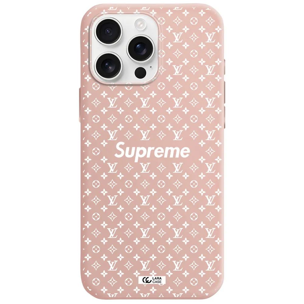 Supreme Center Apple Iphone 16 Pro Max Silicone Pastel Pink Case