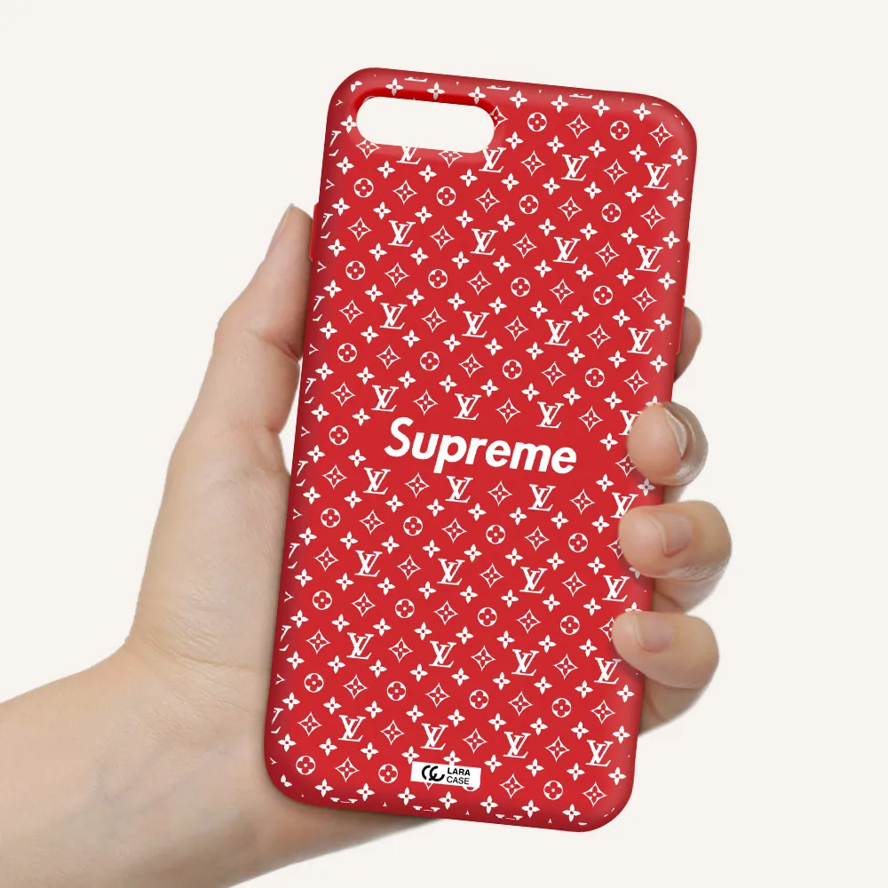 Supreme Center Apple iPhone 8 plus Silicone Imperial Red Case