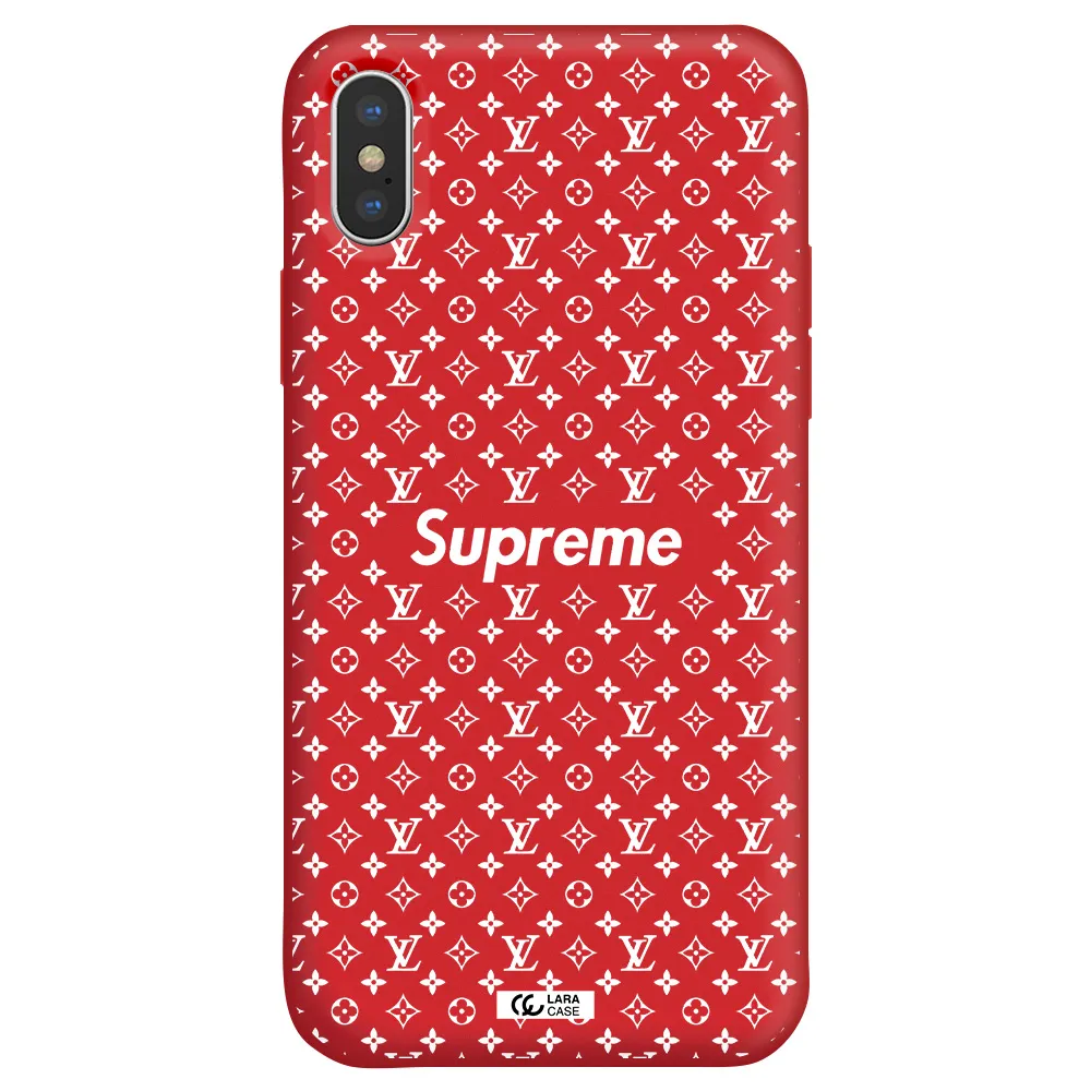 Supreme Center Apple iPhone X Silicone Imperial Red Case