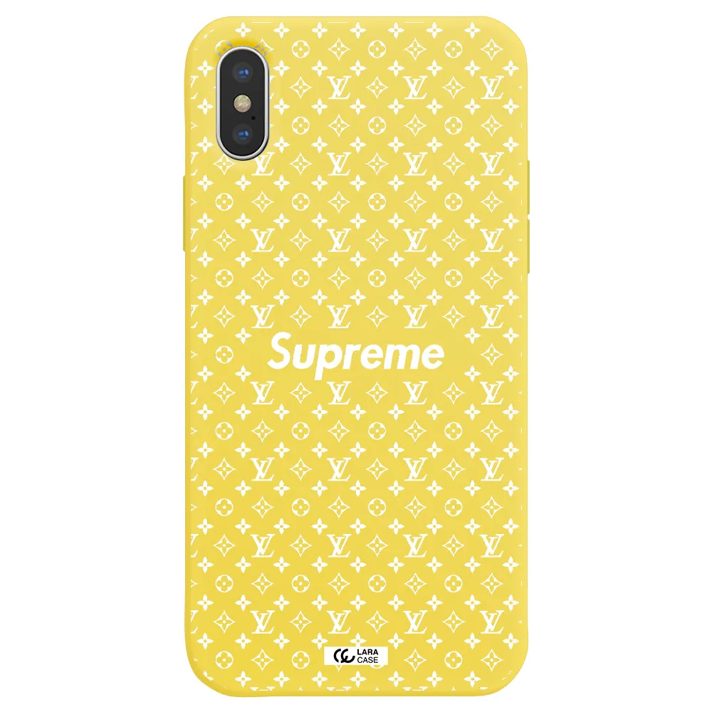 Supreme Center Apple iPhone XS Silicone canary yellow Case