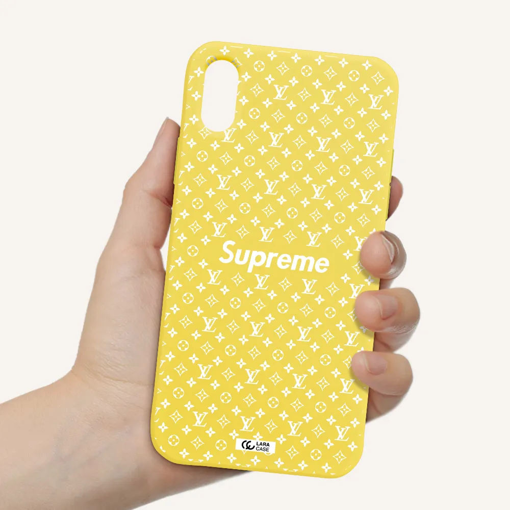 Supreme Center Apple iPhone XS Silicone canary yellow Case