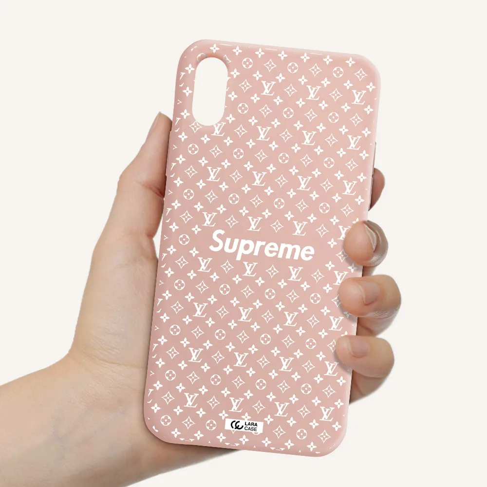 Supreme Center Apple iPhone XS Silicone pastel pink Case