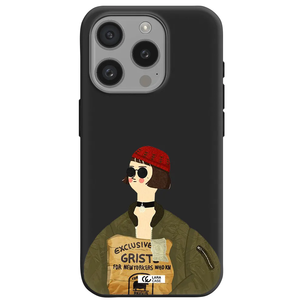 Mathilda Apple Iphone 15 Pro Silicone Black Case