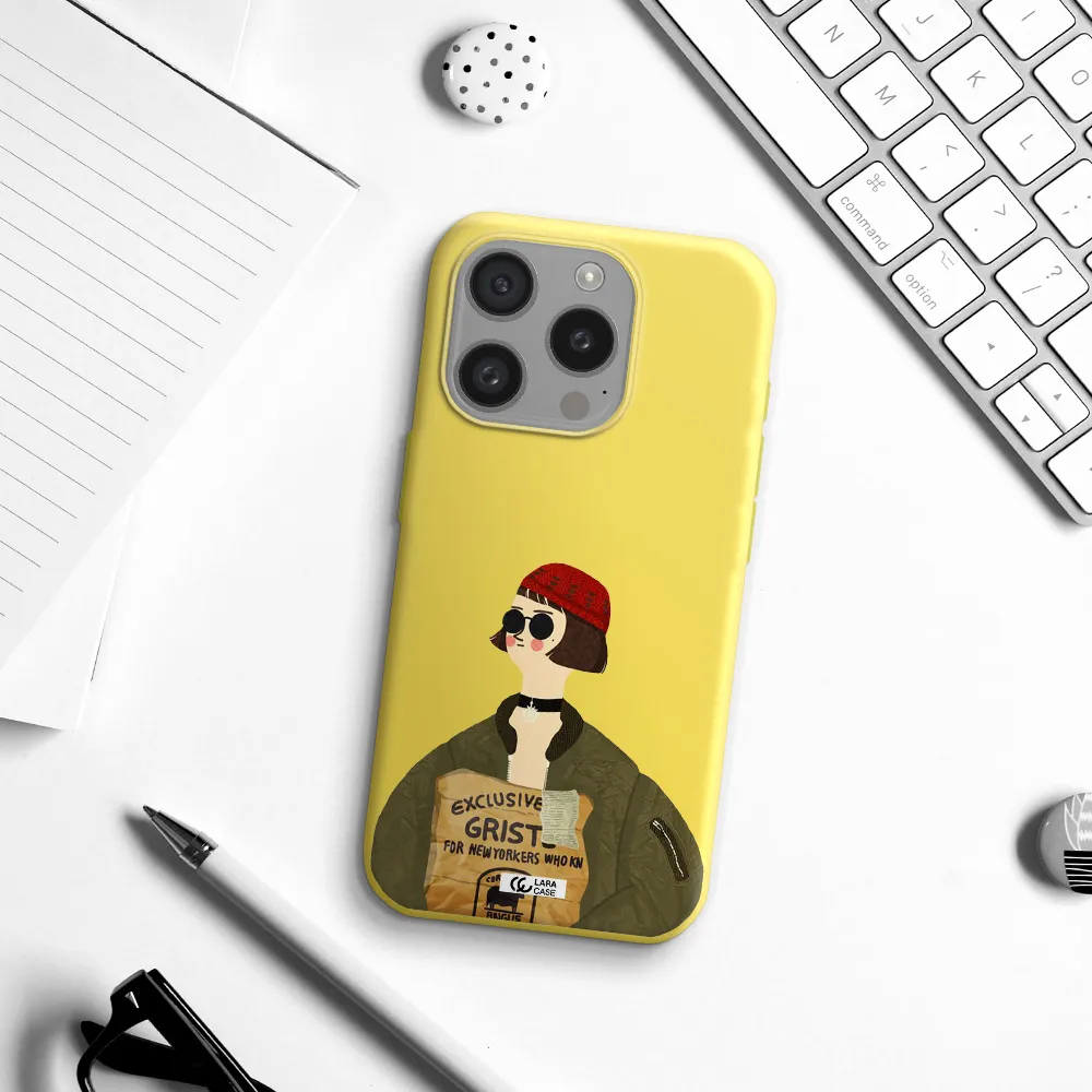 Mathilda Apple Iphone 15 Pro Silicone Canary Yellow Case