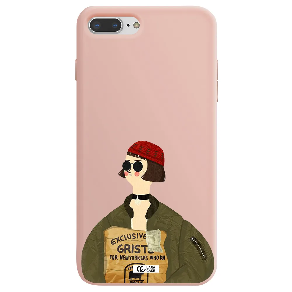 Mathilda Apple iPhone 8 plus Silicone pastel pink Case