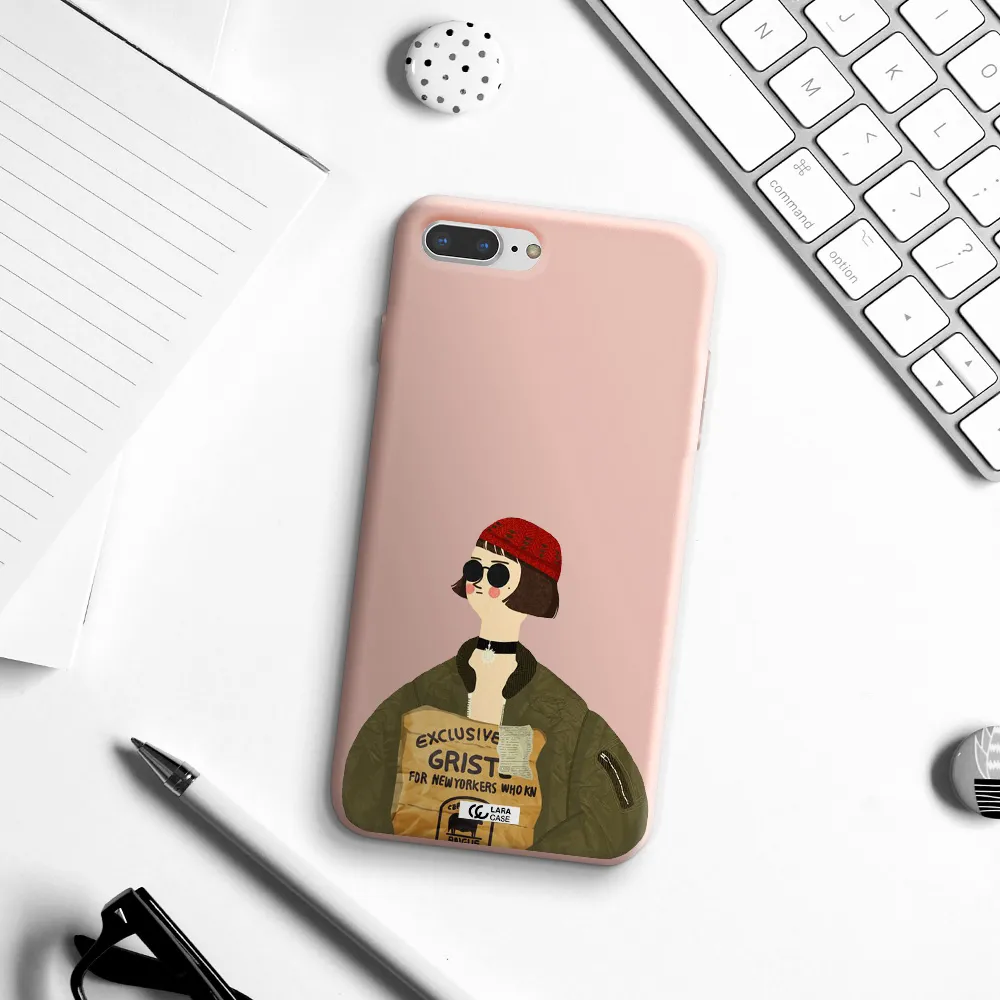 Mathilda Apple iPhone 8 plus Silicone pastel pink Case