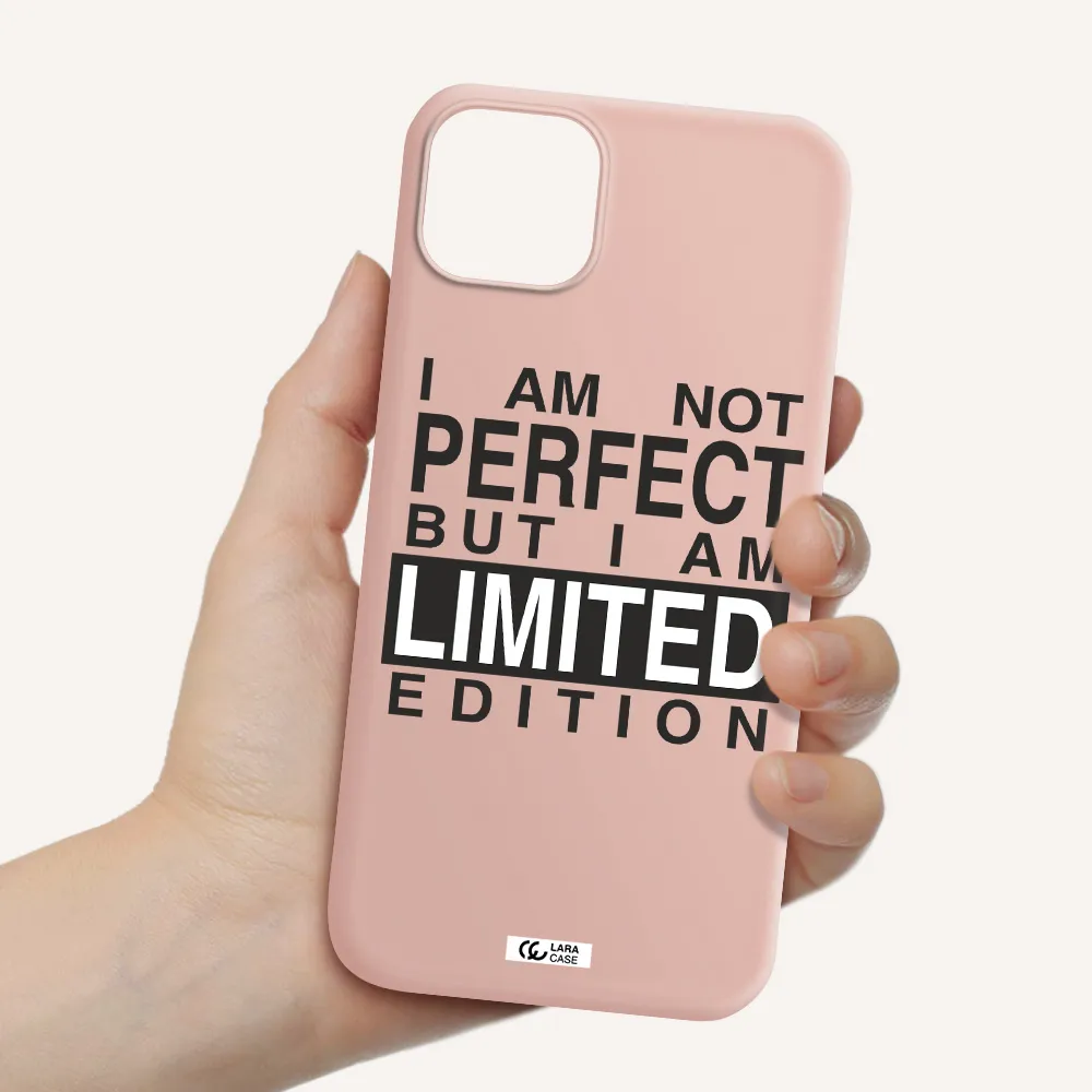 I Am Not Perfect Apple iPhone 14 plus Silicone pastel pink Case