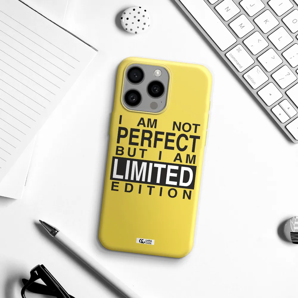 I Am Not Perfect Apple Iphone 15 Pro max Silicone canary yellow Case
