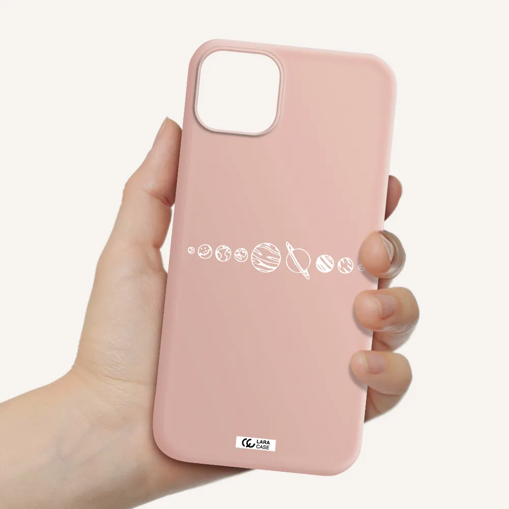 Solar System Apple iPhone 14 plus Silicone pastel pink Case