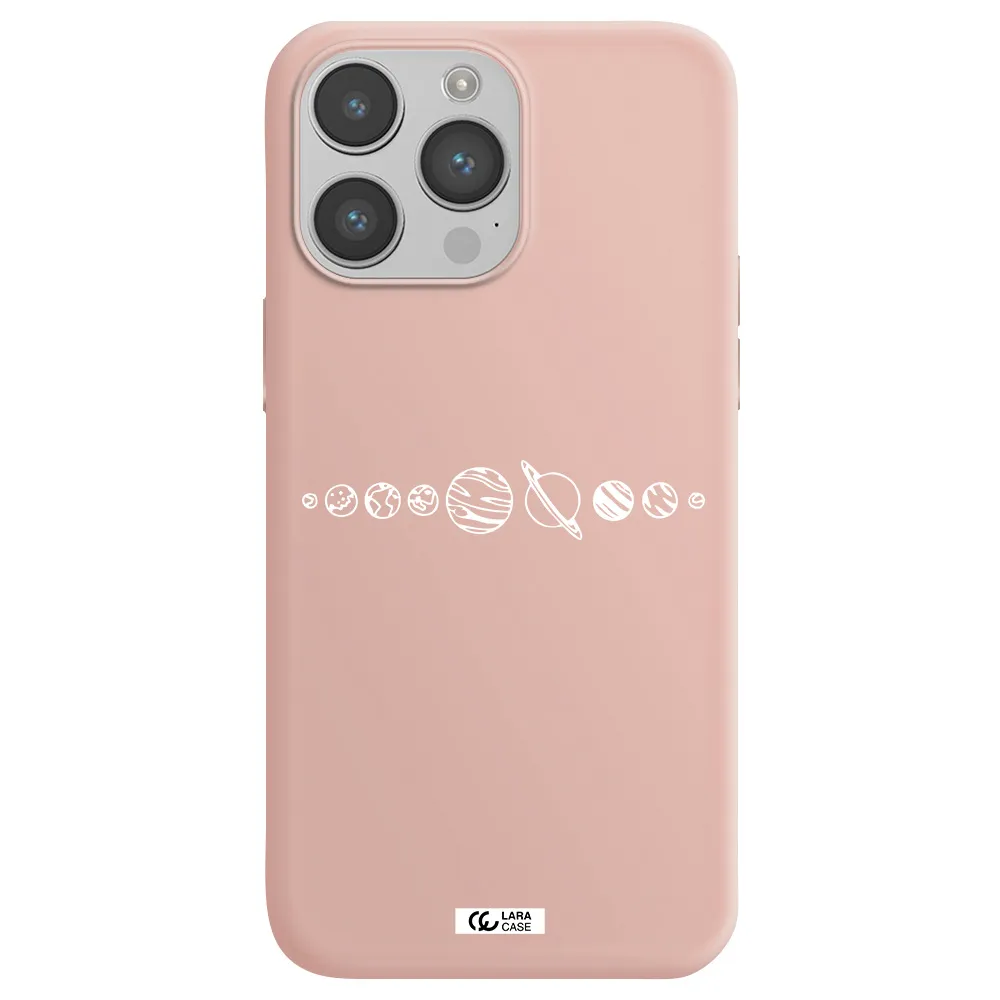 Solar System Apple iPhone 14 pro max Silicone pastel pink Case