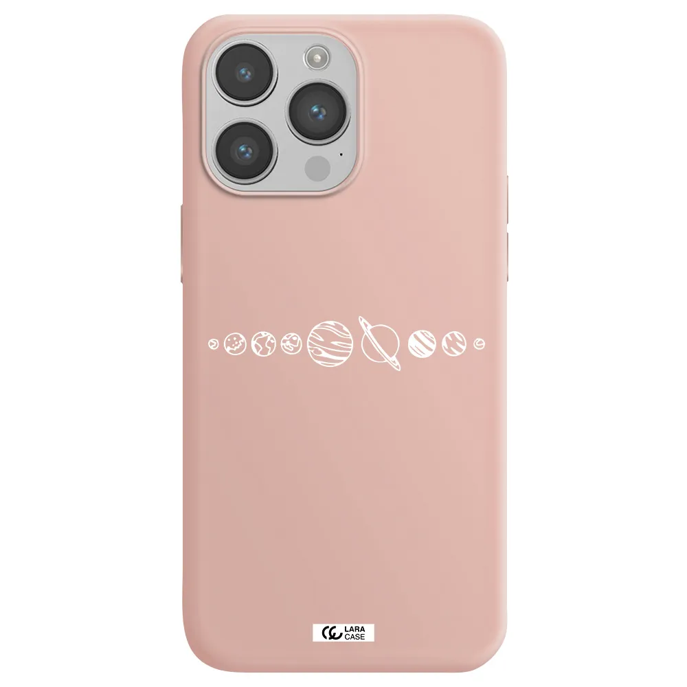 Solar System Apple iPhone 14 pro Silicone pastel pink Case