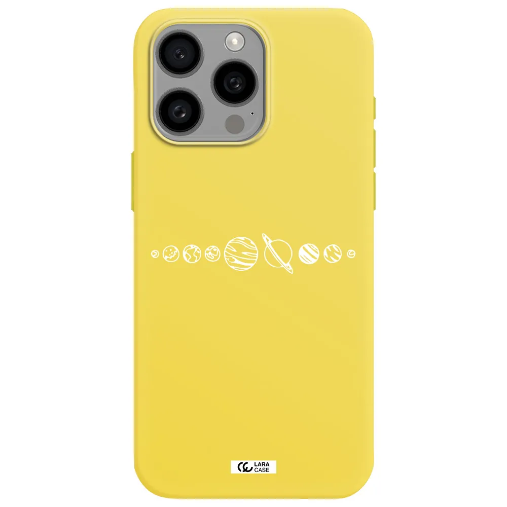 Solar System Apple Iphone 15 Pro max Silicone canary yellow Case