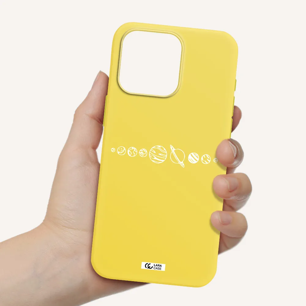 Solar System Apple Iphone 15 Pro max Silicone canary yellow Case