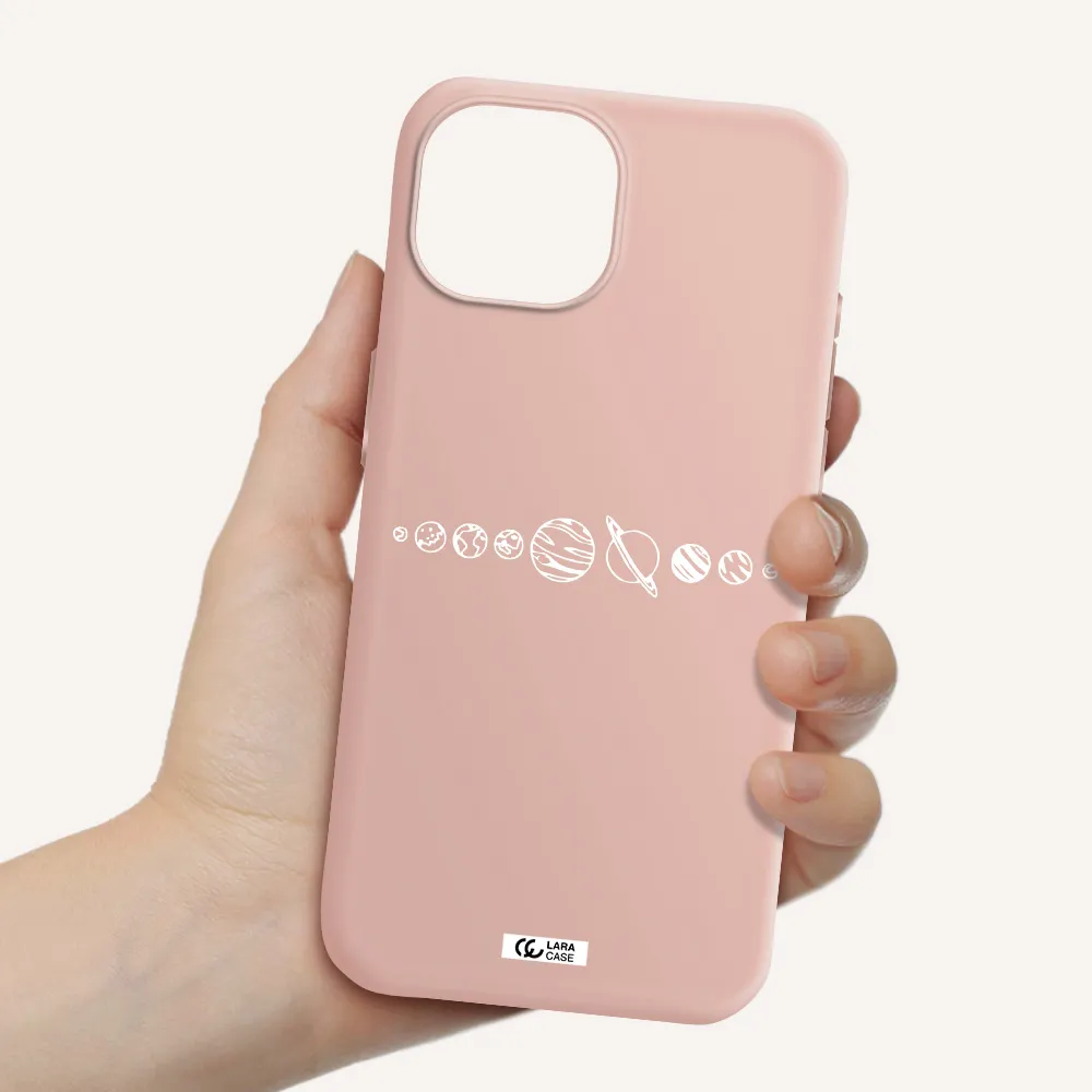 Solar System Apple Iphone 15 Silicone Pastel Pink Case