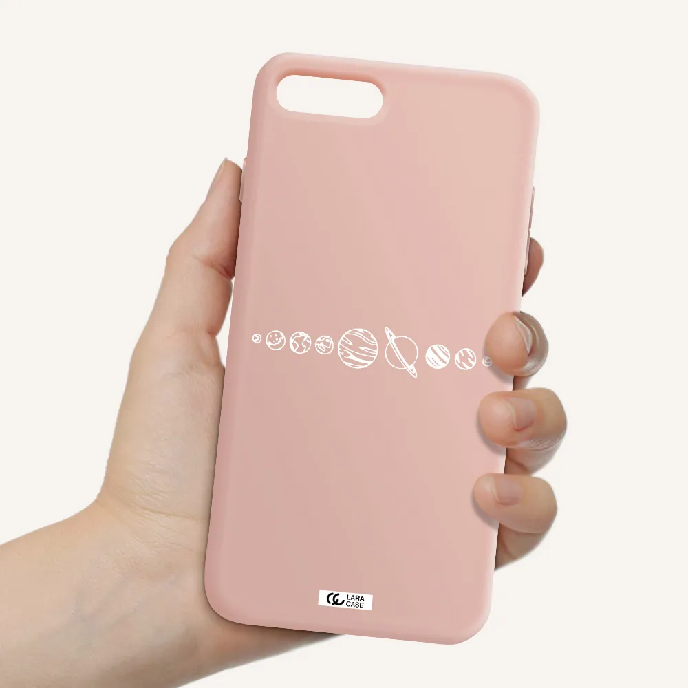 Solar System Apple iPhone 8 plus Silicone pastel pink Case