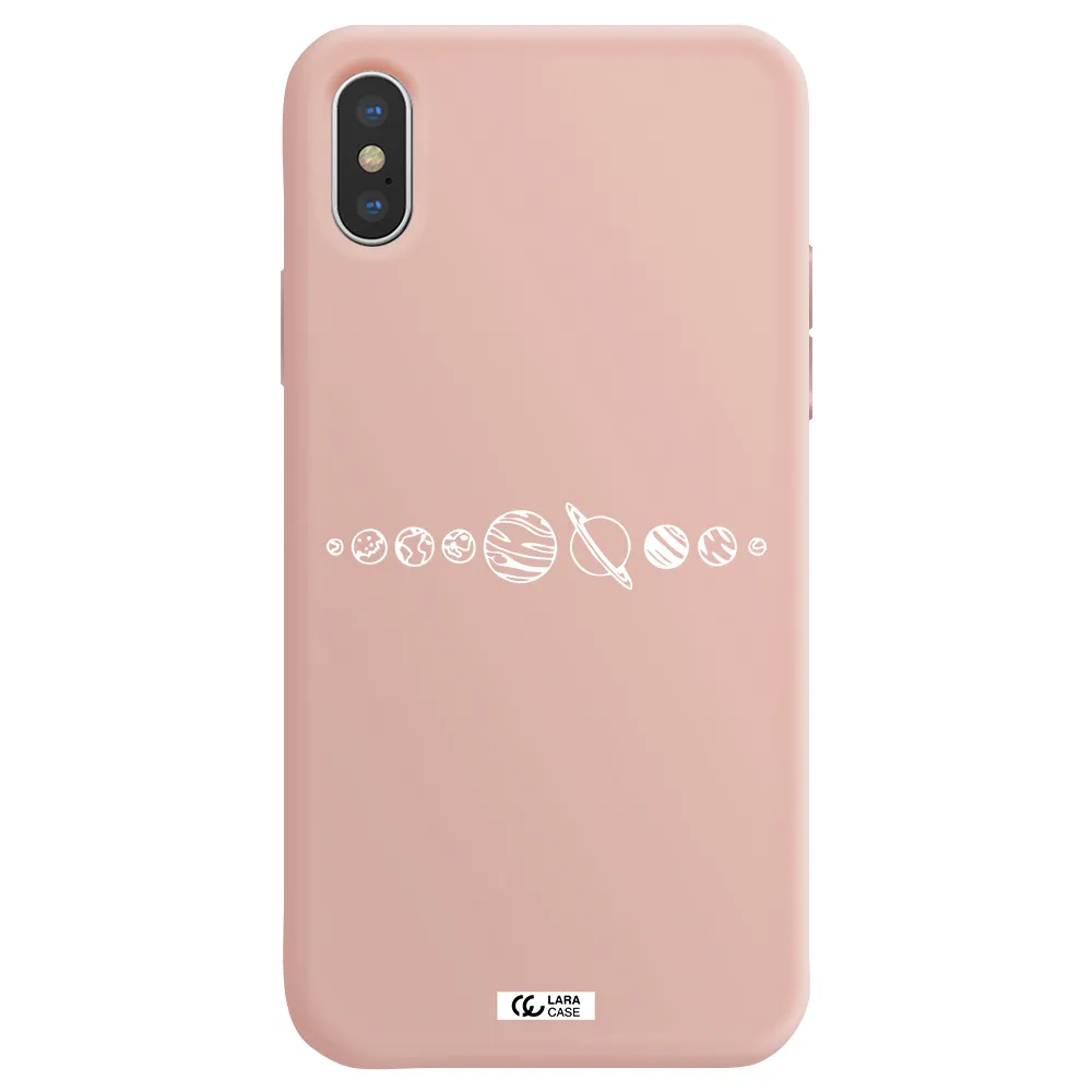 Solar System Apple iPhone X Silicone pastel pink Case