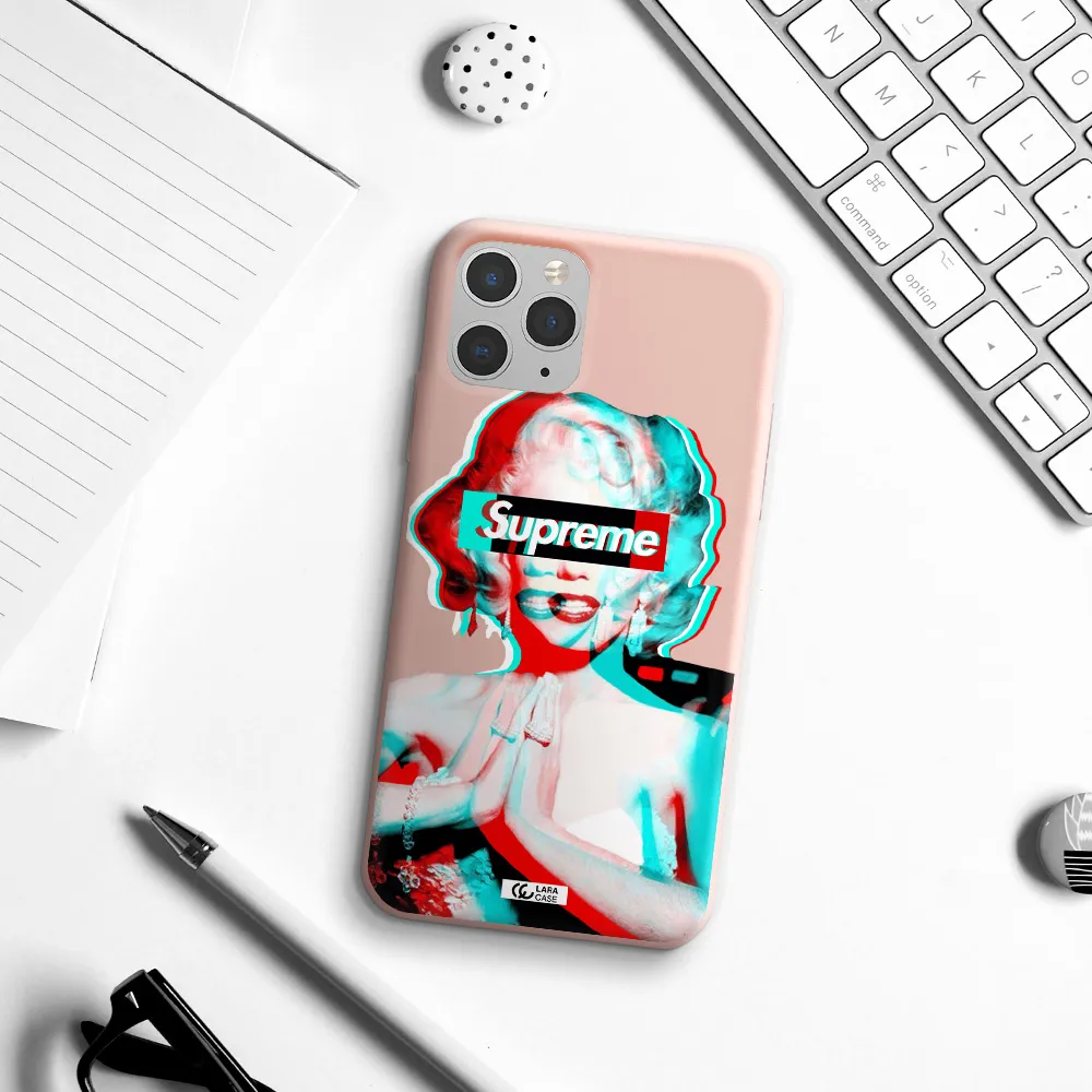 Marilyn Monroe Supreme Apple iPhone 11 pro max Silicone pastel pink Case