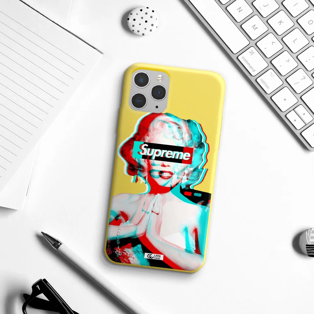 Marilyn Monroe Supreme Apple iPhone 11 pro Silicone canary yellow Case