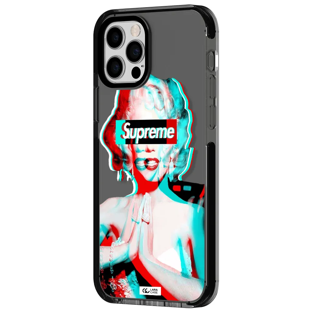 Marilyn Monroe Supreme Apple iPhone 12 pro impact Smoke Black Case