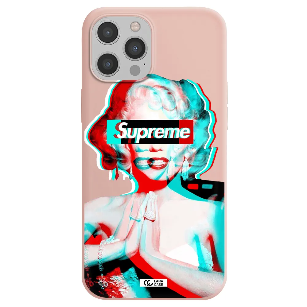 Marilyn Monroe Supreme Apple iPhone 12 pro max Silicone pastel pink Case
