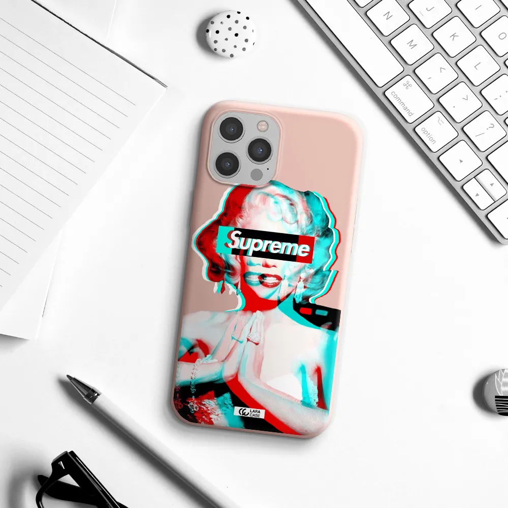 Marilyn Monroe Supreme Apple iPhone 12 pro max Silicone pastel pink Case