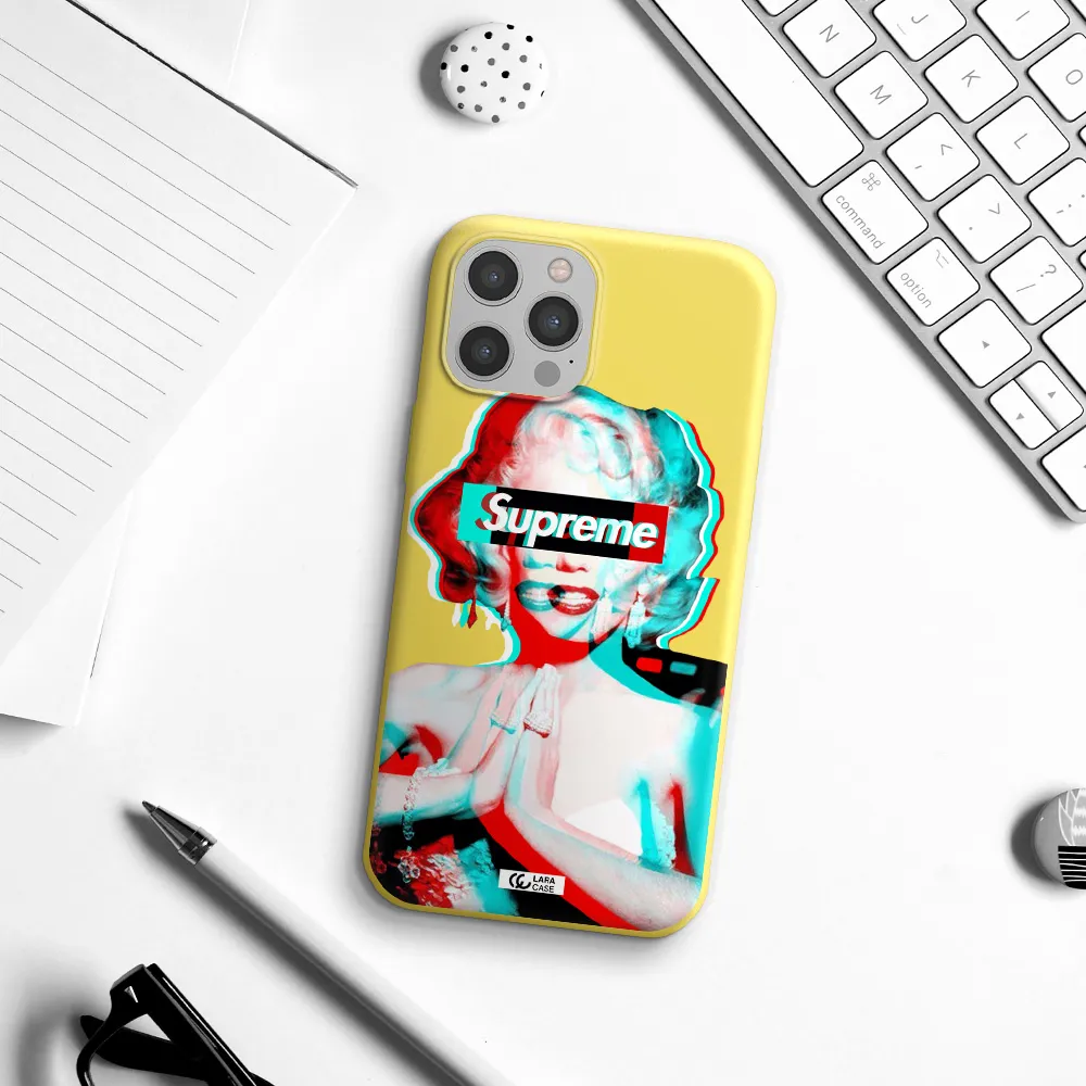 Marilyn Monroe Supreme Apple iPhone 12 pro Silicone canary yellow Case