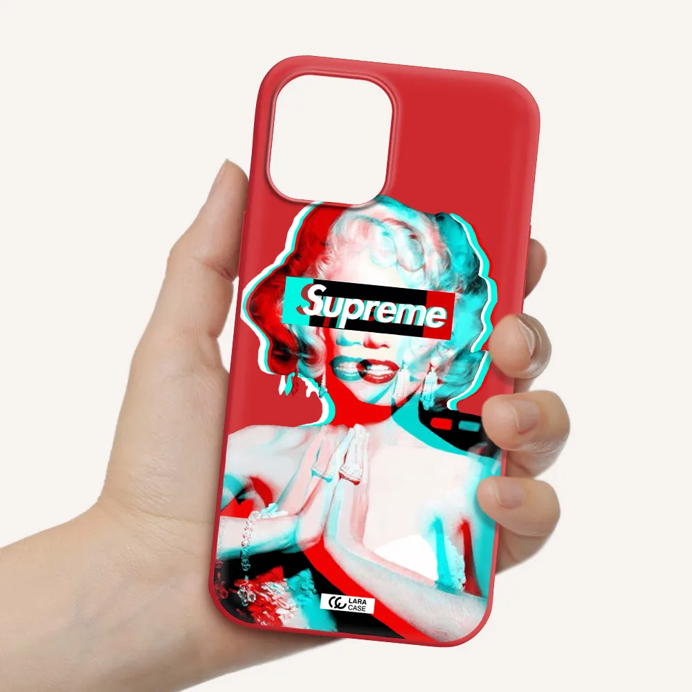 Marilyn Monroe Supreme Apple iPhone 12 pro Silicone Imperial Red Case