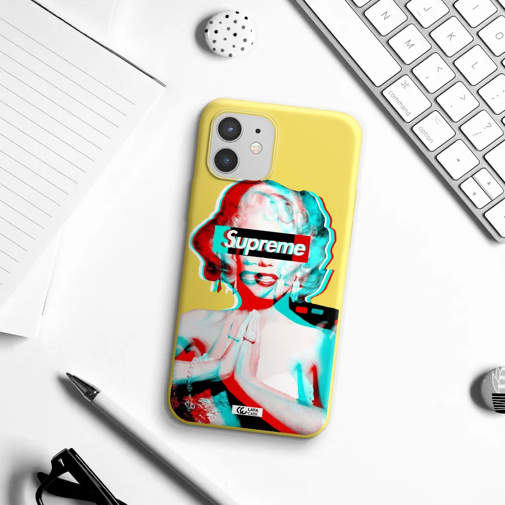 Marilyn Monroe Supreme Apple iPhone 12 Silicone canary yellow Case