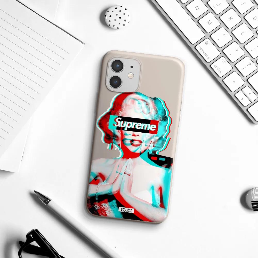 Marilyn Monroe Supreme Apple iPhone 12 Silicone Stone Case