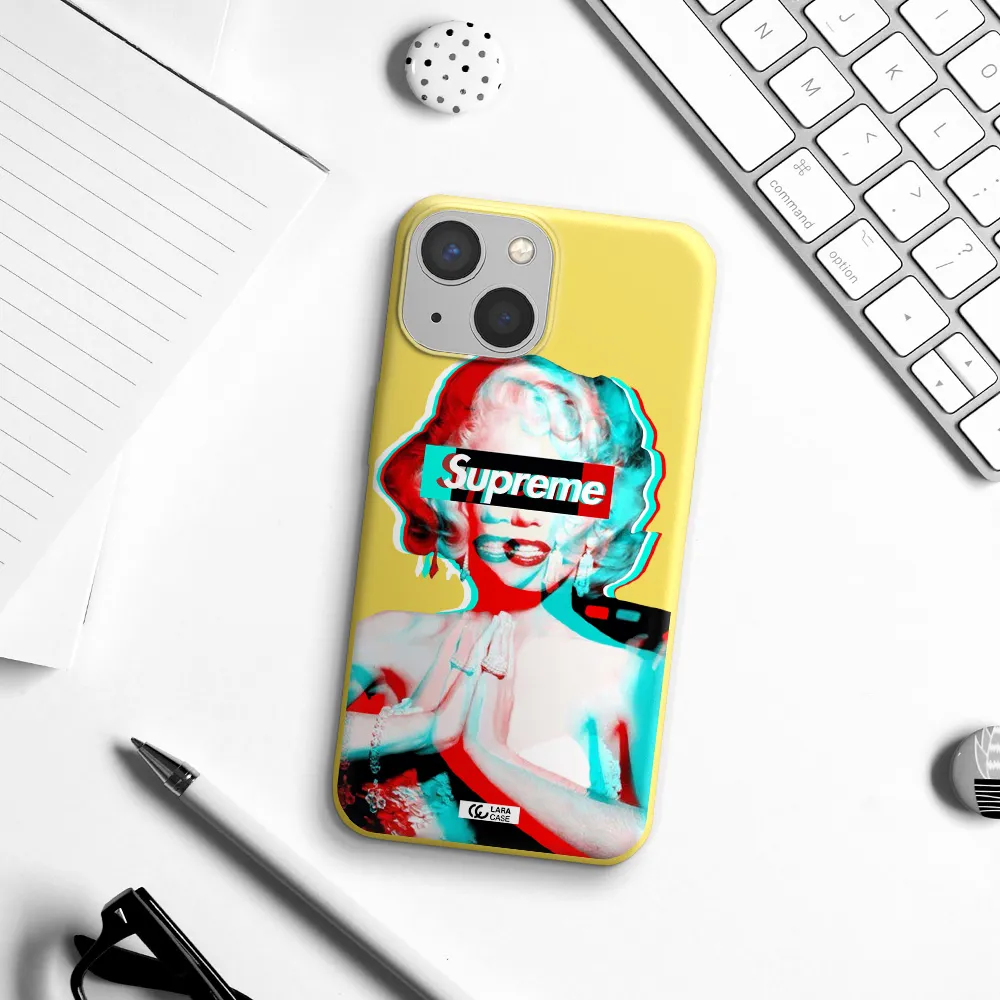 Marilyn Monroe Supreme Apple iPhone 13 mini Silicone canary yellow Case