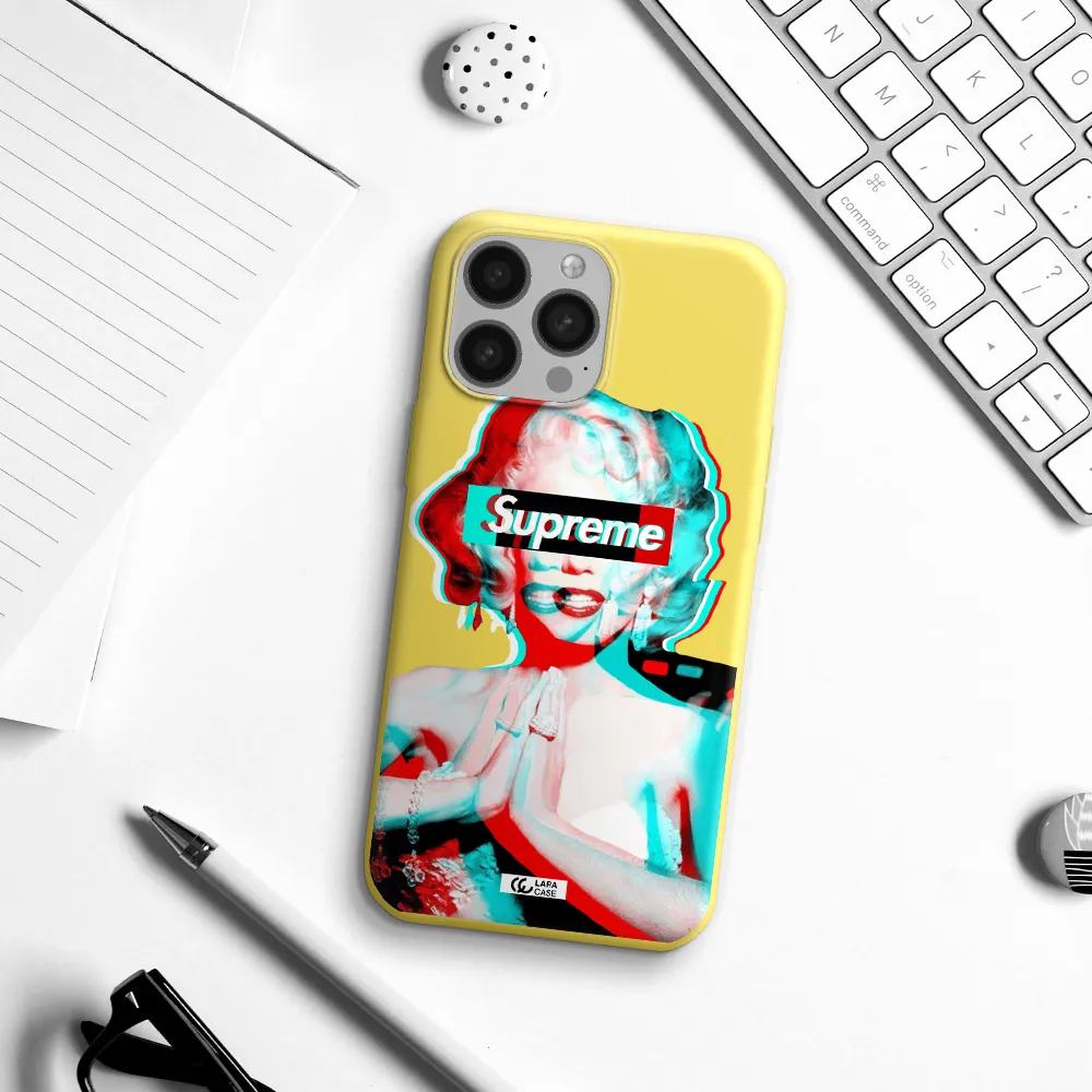 Marilyn Monroe Supreme Apple iPhone 13 Pro Max Silicone canary yellow Case