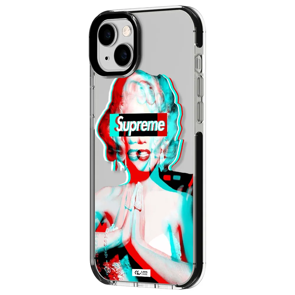 Marilyn Monroe Supreme Apple iPhone 14 plus impact black border Case
