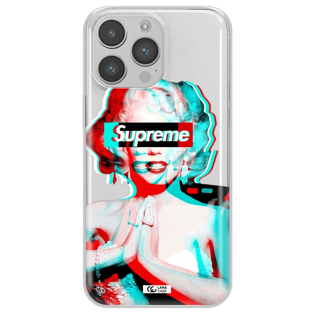 Marilyn Monroe Supreme Apple iPhone 14 pro Clear TPU Case