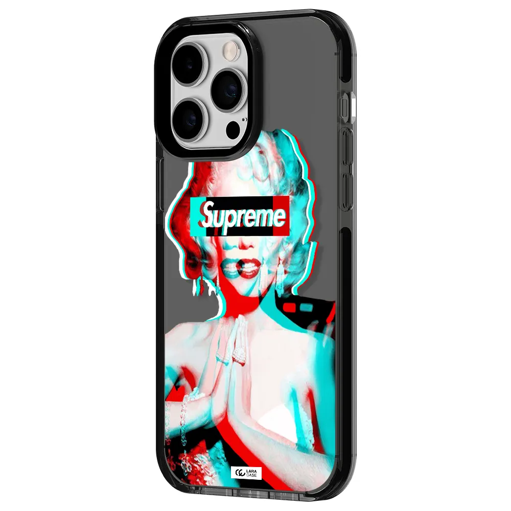 Marilyn Monroe Supreme Apple iPhone 14 pro max impact Smoke Black Case