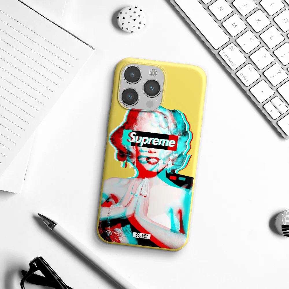 Marilyn Monroe Supreme Apple iPhone 14 pro max Silicone canary yellow Case
