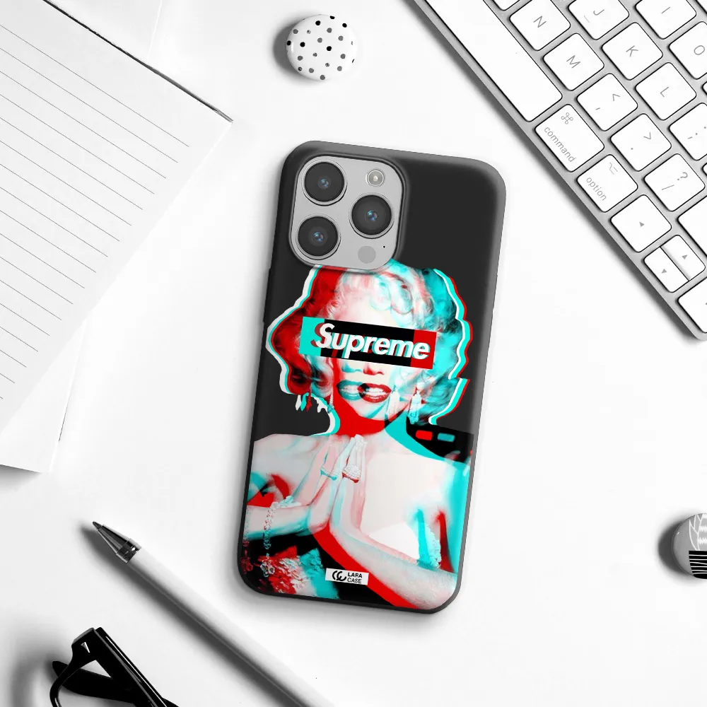 Marilyn Monroe Supreme Apple iPhone 14 pro Silicone black Case
