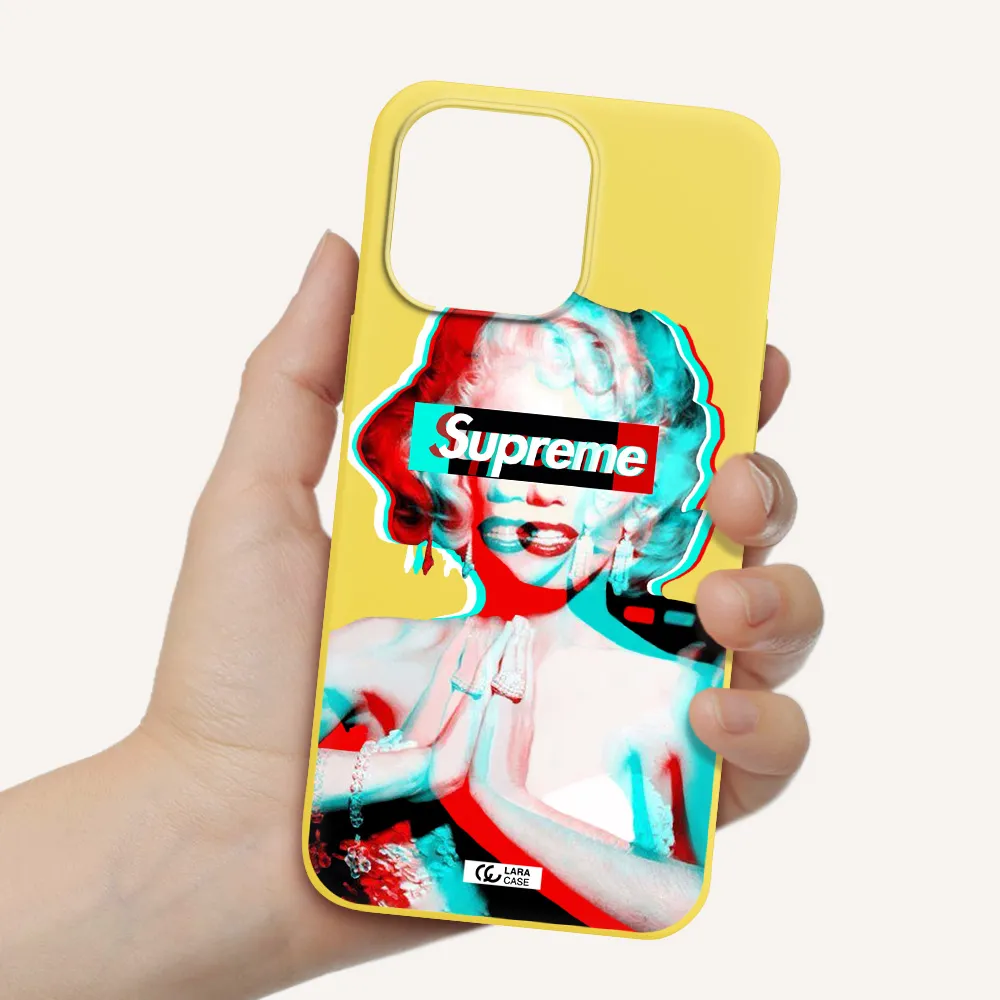 Marilyn Monroe Supreme Apple iPhone 14 pro Silicone canary yellow Case