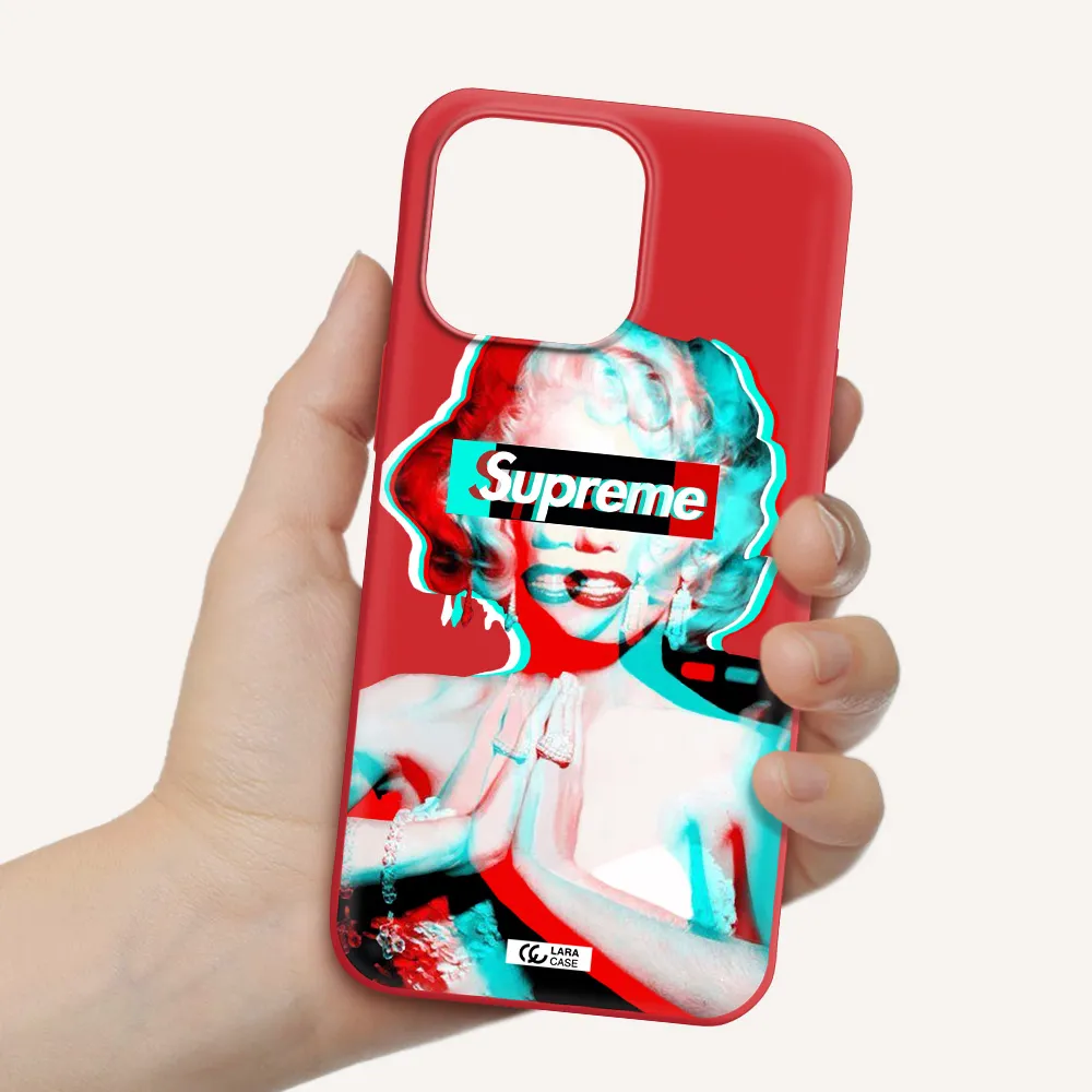 Marilyn Monroe Supreme Apple iPhone 14 pro Silicone Imperial Red Case