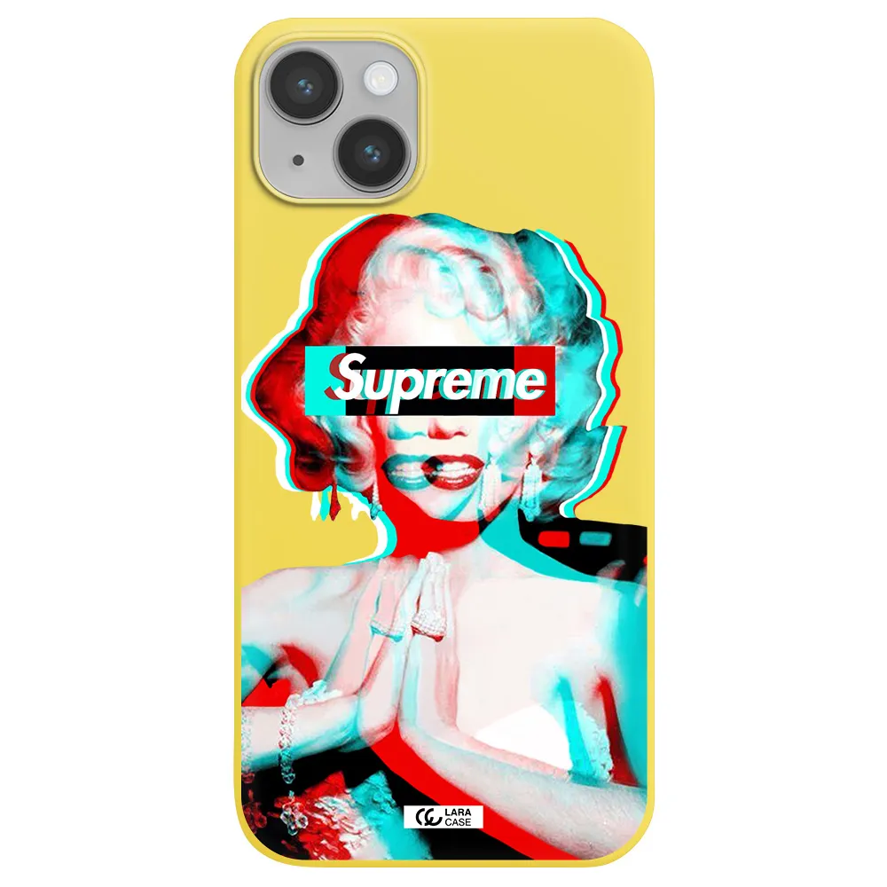 Marilyn Monroe Supreme Apple iPhone 14 Silicone canary yellow Case